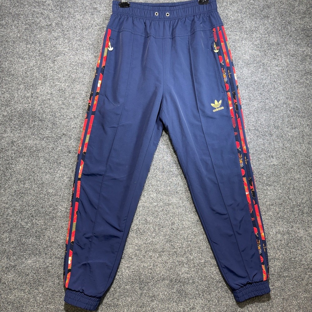 Adidas Originals Graphic Track Pants Men Small Blue Floral Japan Tiger Stripes